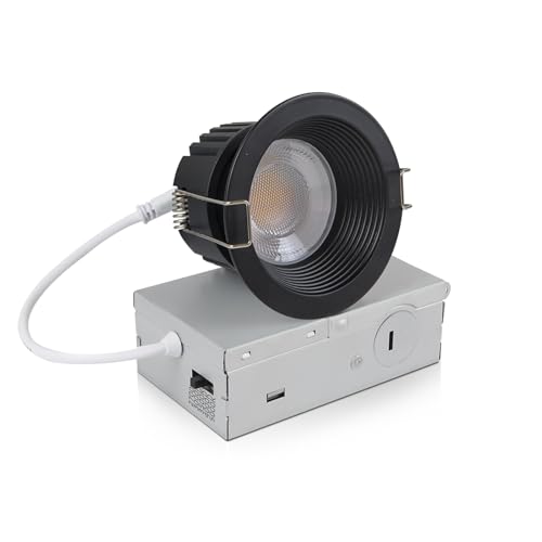 zouzai 3" Anti-Glare LED Recessed Lights, 5CCT, 12W 1260LM, Black 1 Pack