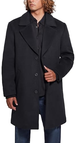 GUESS Men's Gus Single Breasted Overcoat Quilted...