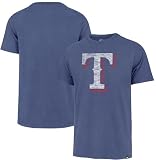 47 Brand MLB Men's Team Color Distressed Imprint Primary Logo Short Sleeve Baseball T-Shirt - Texas Rangers - Blue - Large