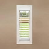 Keego Cordless 2' Faux Wood Sidelight Single Blinds for Doors, Trim at Home PVC Horizontal Window Blind, White (10' W x 72' H)