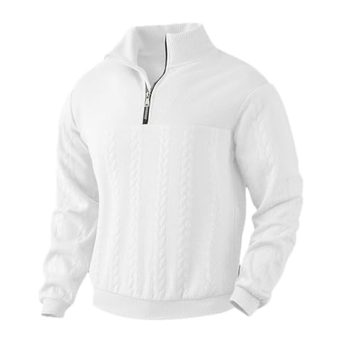 Men's Solid Color Casual Vintage V-Neck Zipper Stitching Large Size Long Sleeve Sweater