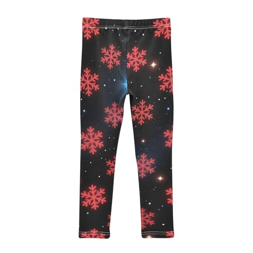 Christmas Red Snowflakes on Black Girls Leggings Stretchy Dance Pants for Kids2