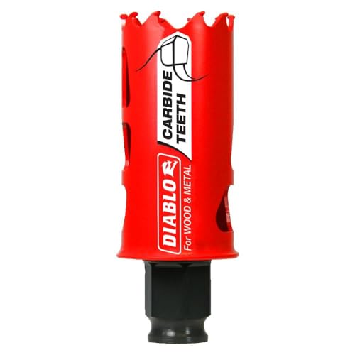 Diablo Carbide Teeth Hole Saw for Wood and Metal - Fits with Snap-Lock Plus Mandrel System, Tool-Free Plug Ejection - 1-1/4" Diameter, 2-3/8" Length - DHS1250CT