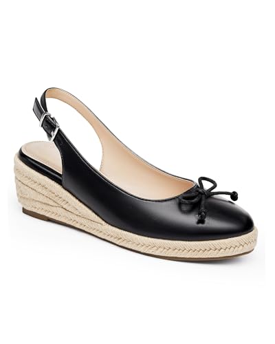 Image of Womens Closed Toe Espadrilles Wedges Shoes Platform Slingback Mid Low Heel Canvas Bow Dress Sandals