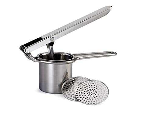 Vinod Large Potato Ricer - Heavy Duty Stainless Steel Potato Masher | Manual Press & Mash for Fruits & Vegetables | Kitchen Tool | Perfect Mashed Potatoes Every Time | 2 Interchangeable Discs