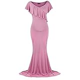 Frauen schönes Kleid für Mutterschaft Fotoshooting Schwangere,sexy Slim Fit Meerjungfrau Kleid mit einem Zug skizziert Ihre perfekte Form und entzückende Babybauch mühelos; Einfarbig ist elegant und klassisch