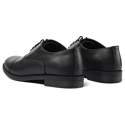 Image of HANDPOINT Mens Oxford Shoes Formal Genuine Leather Lace Up Dress Shoes, Black, 9.5