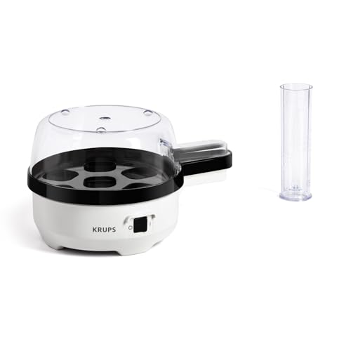 Krups Ovomat speciale eierkoker, voor maximaal 7 eieren, incl. watermaatbeker met eierprikker, eierhouder, signaaltoon, BPA-vrij, EG233115, wit/zwart