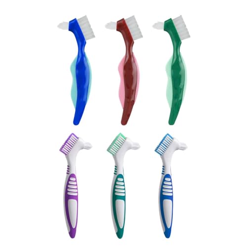 6 Piezas De Cepillo De Limpieza De Dentaduras Postizas, Herramientas De Cuidado Dental, Cepillos Para Dentaduras Postizas De Doble Cara, Accesorios Para Dentaduras Postizas.