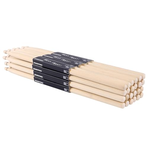 Aopoy 12 Paar Trommelstöcke 5A klassische Ahornholz Drumsticks Holzspitze Drumstick für Erwachsene Kinder und Anfänger
