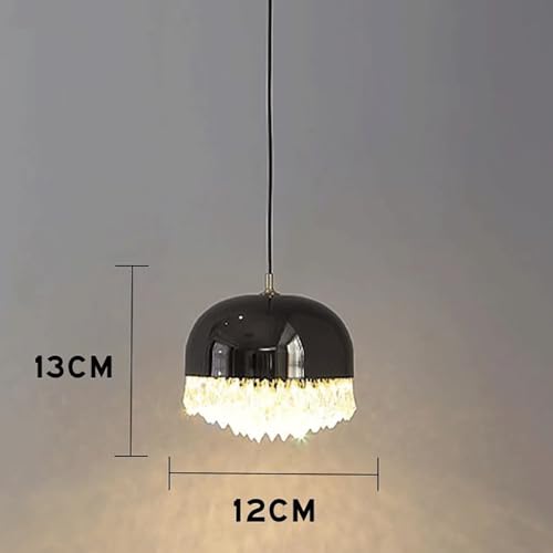 Lámpara de araña de cristal moderna con luces colgantes de acero negro 5