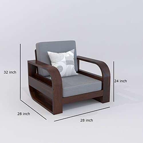 Image of Wooden 5 Seater Sofa Set for Living Room, Five Seater Sofa for Office & Lounge, 3+1+1 Seater Sofa Sets for Home, Sheesham Wood (3+1+1 Seater,Walnut Finish)