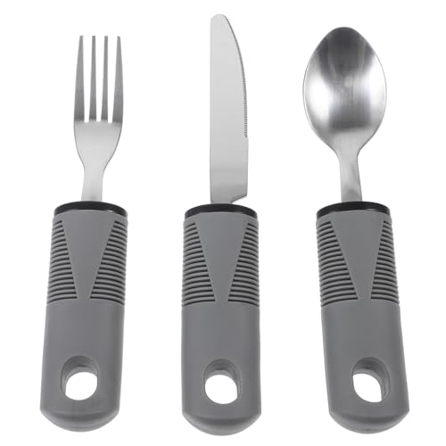 Gogogmee 1Set Elderly Adaptive Utensils Tremble Cutlery for Disabled Seniors Ergonomic Design High Durability Convenient Use for and Patients Portable