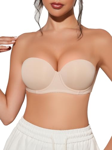Hersunei Women's Bras - Strapless Bras, Invisible Bras, Non-slip Bras, Wire-free Bras, Everyday Bras Comfortable Everyday Bras-with Clear Straps