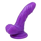 Frisky Silicone Realistic Suction Cup Mini Dildo, Purple, 4 Inch