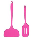 Juego de espátulas de silicona resistentes al calor de -16.4 °C, color rosa intenso, grandes, flexibles, para utensilios de cocina antiadherentes, aptas para lavavajillas, sin BPA, juego de espátulas
