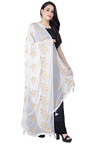 Chandrakala Dupattas for Women Soft Lightweight Chiffon Dupatta Shawl Scarf Wrap Chunni,White (D209WHI)