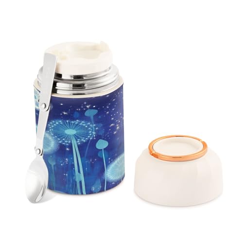 Tarro aislado de acero inoxidable con cuchara plegable y un elegante acabado de diente de león 2