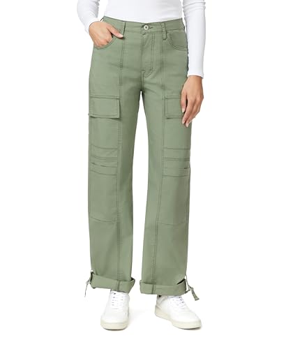 kensie Jeans for Women High Rise Cargo Pants with Tab Bottom 27.5-Inch Inseam, Sizes 0-144