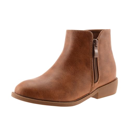 LseLom Girls Ankle Boots Low Heel Side Zipper Fall Winter Booties Outdoor Shoes for Little Kids/Big Kids