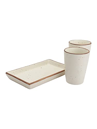 Image of miah decor Ceramic Coffee Mugs Set with Serving Platter, Handmade Stoneware