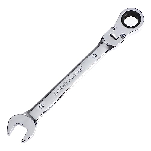 Pilida 10mm Ratchet Wrench Flex Head: Box End Wrench 12Pt| Metric Ratcheting Combination Chrome Vanadium