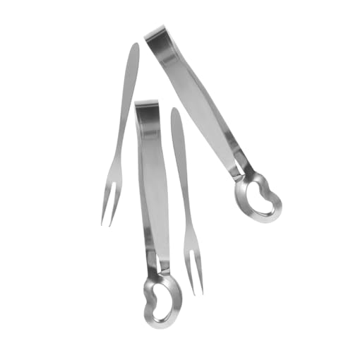 CATIEBYE 4pezzi Pinze e Forchette Acciaio Inox Per Escargot Utensili Multifunzionali Per Servire Lumache e Antipasti Per Occasioni Di Ristorazione e Uso Quotidiano
