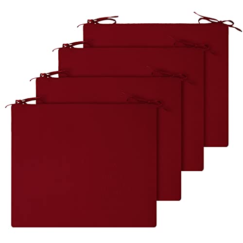 Wellsin Outdoor Chair Cushions For Patio Furniture - Patio Chair Cushions Set Of 4 - Waterproof Square Corner Outdoor Seat Cushions 18.5"X16"X3", Burgundy #TOP1