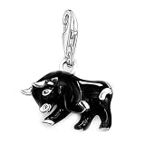 SRZR Ciondolo di Fascino Maschile, Omaggio Nera Bullfight Small Citi Pendenti Tori 925 Dono Fai -da -Te Sterling for Uomini Uomini (Gem Color : Lobster Clasp)