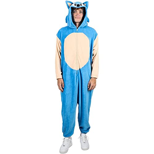 Sonic The Hedgehog Sonic Hooded Kigurumi Union Suit-Large Blue