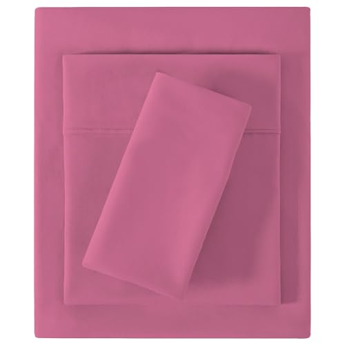 Image of Softan Microfiber Twin Sheet Set with Non-Slip Corner Straps, Hot Pink | 15 inch Deep Pocket Fitted Bed Sheets, Double Brushed Microfiber, Cozy Sheets & Pillowcase for All Season