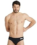 ARENA Men’s Team Solid Swim Brief MaxLife Athletic Swimwear Professional Training Swimsuit Sports Bathing Suit, Black/White, US Size 30