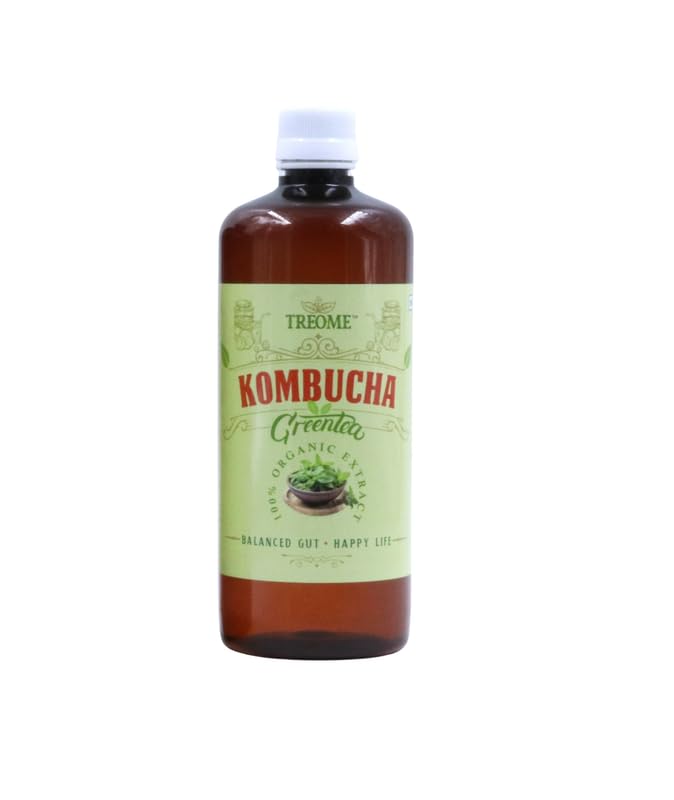 Treome Kombucha Green Tea, Refreshing Drink for Holistic Wellness, Inner Balance, and Vitality, Natural detoxifying, Gut Friendly Kombucha Drink (Tulsi Flavoured, Pack of 1)
