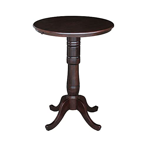 IC International Concepts 30' Round Top Pedestal Table, Bar Height-40.9', Rich Mocha