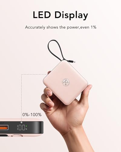 VRURC Power Bank, Powerbank 10000mAh Klein mit 4 Kabeln, 22.5W Schnellladen – Ansicht 6