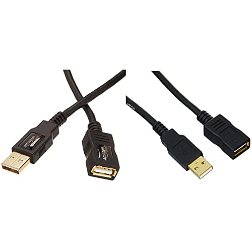 Amazon Basics USB 2.0 Extension Cable 2-Pack - A-Male to A-Female Adapter Cord - 3.3 Feet (1 Meter) & USB 2.0 Extension Cable - A-Male to A-Female Adapter Cord - 6.5 Feet (2 Meters)