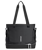 STANLEY Vitalize Tote| Gym, Work & Travel Bag with Laptop Sleeve | Expandable Bottom Compartment | Tumbler & Water Bottle Pockets | Durable Recycled Fabric | Black