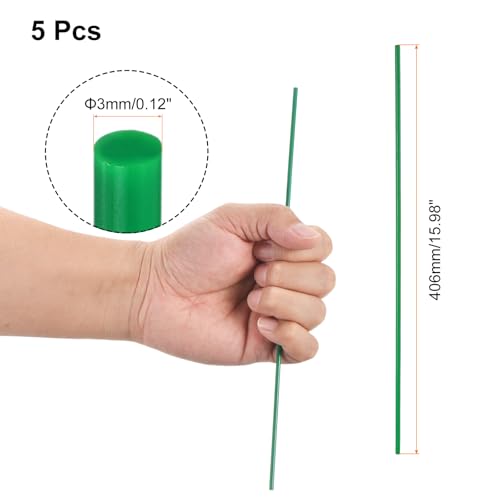Image of uxcell 5 Pcs Green Plastic Rods 3 x 406mm ABS Styrene Round Stick Round Solid Bar DIY Model for DIY Toys Building Making Architectural Model Making