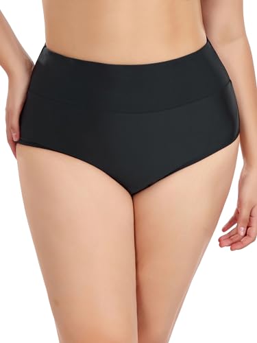 Ocean Blues Women's Plus Size High Waisted Bikini Bottom Full Coverage Swim Bottom