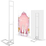 Teenyyou 1 Pack White Wedding Backdrop Stand with Foldable Base Metal Balloon Arch Backdrop Stand for Wedding Birthday Party Anniversary Decor, Adjustable Height(1-2m H) Installation Free