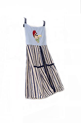 1 PC Embroidery Pirate Theme Nursery Diaper Stacker Storage Bag Navy Blue Strip Crib Diaper Storage Bag for Pirate Collection
