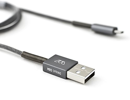 Mos Spring Micro Usb Cable, Not For Iphone, Aluminum Heads With Spring Relief, Deep Grey, 6 Ft #TOP1