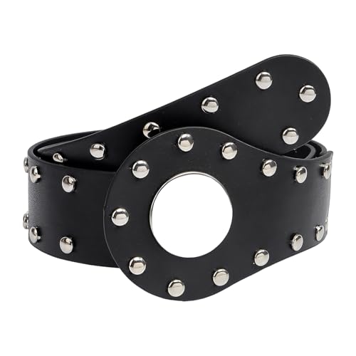 Punk Studded Belt Reinforced PU Leather Waistband for Lady and Women Comfortable Wear for Waist
