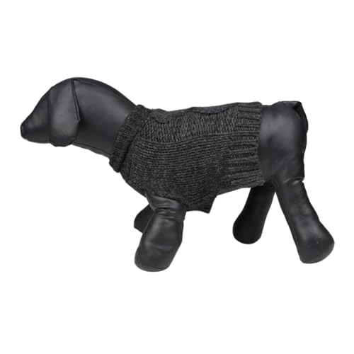 Image of Lulala Small Dog Autumn Sweater - Classic Turtleneck Knitwear for Cold Weather, Cable Knit Dog Outfits, Coat, Pet Apparel (Dark Grey, 12 Inch)