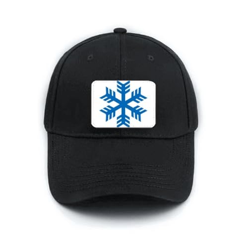 Casquette de baseball noire réglable au motif unique de flocon de neige bleu contrasté