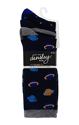 DENSLEY&CO Men's 3-Pack Graphic Pattern Dress Crew Socks | Men's Shoe Size 7-12 (Sock Size 10-13) | Assorted Styles3