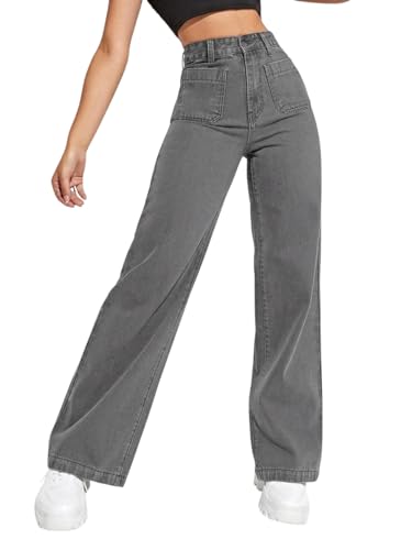 Image of KOTTY Women's Wide Leg Denim Jeans | Relaxed Fit High Waist Stylish Jeans