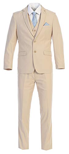 King Formal Wear Men's Slim Fit Two Button Three Piece Suit (Light Tan, 42Regular)2