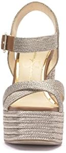 Jessica Simpson Women's Brycen Platform High Heel Sandal Wedge, Platino, 8.5 | Image 1