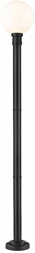 Miniatura 1 de Z-Lite 597PHB-567P-BK Laurent - 1 luz de montaje para poste al aire libre con vidrio de ópalo en estilo moderno, 89.5 pulgadas de alto y 12 pulgadas